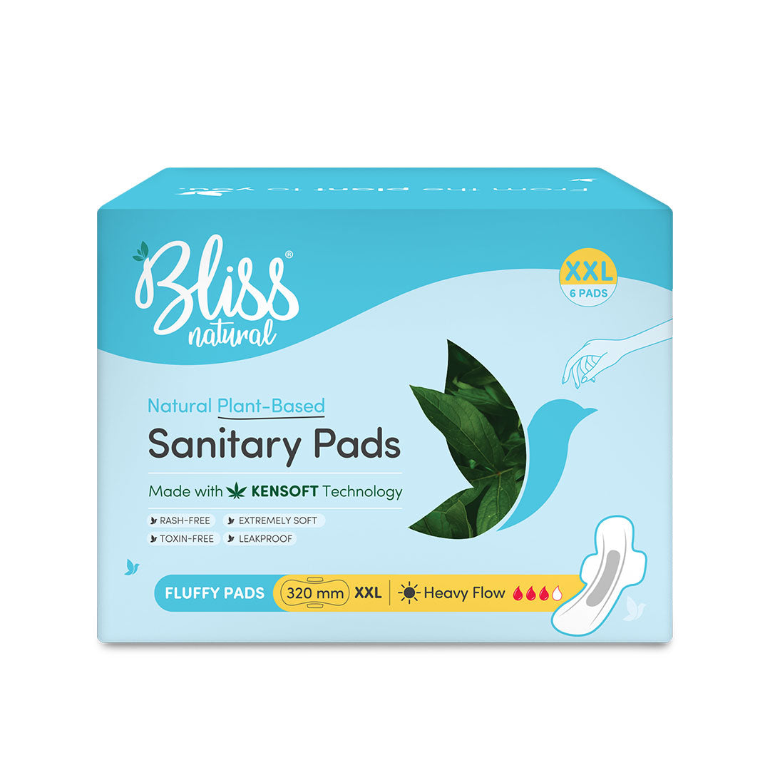 Bliss Organic Sanitary Pads XXL Fluffy (6 Pads) | Rash and Itch Free
