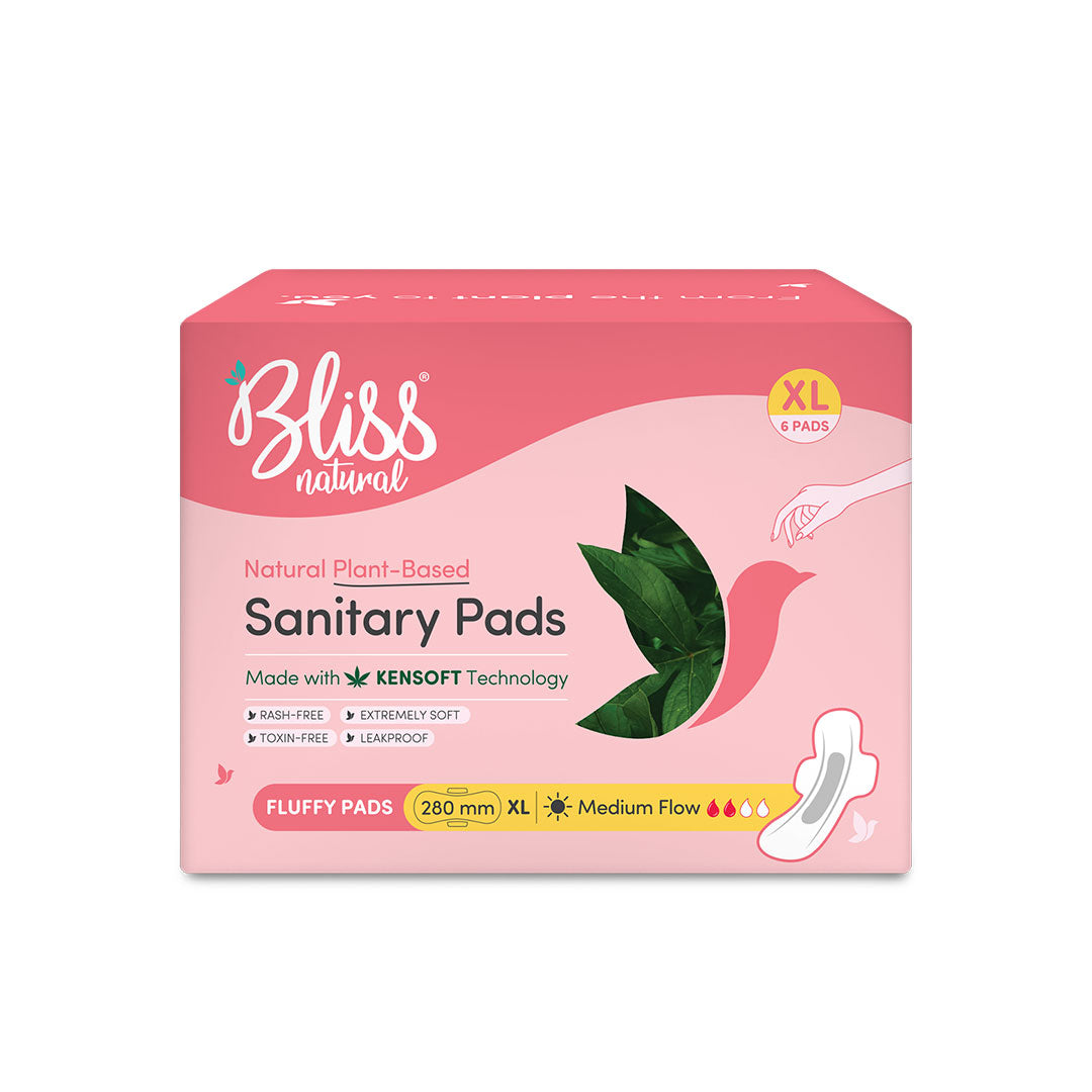 Bliss Organic Sanitary Pads XL Fluffy (6 Pads) | Rash and Itch Free
