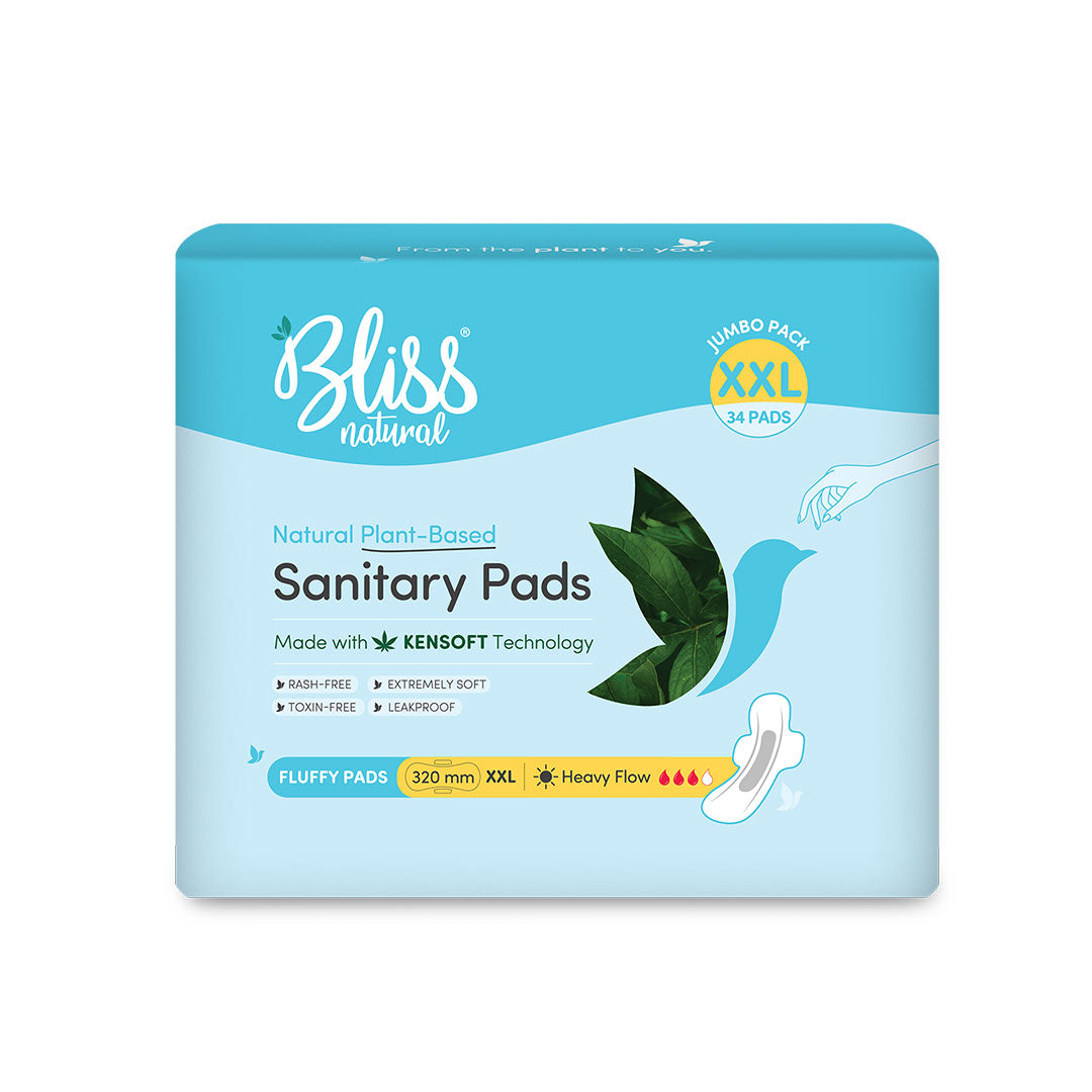 Buy Organic Sanitary Pads - XXL Fluffy-Jumbo (34 Pads) - Bliss Pads