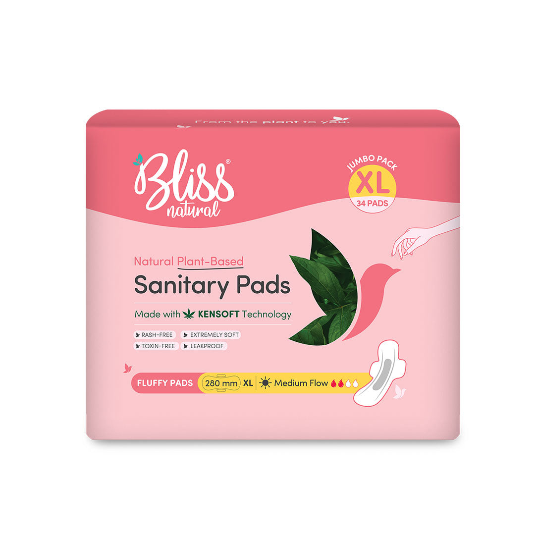 Buy Organic Sanitary Pads -  XL Fluffy-Jumbo (34 Pads) - Bliss Pads