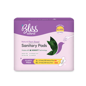 Buy Organic Sanitary Pads -  XL | XXL Fluffy-Jumbo (34 Pads) - Bliss Pads