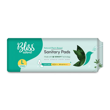 Bliss Organic Sanitary Pads L Fluffy (6 Pads) | Rash and Itch Free